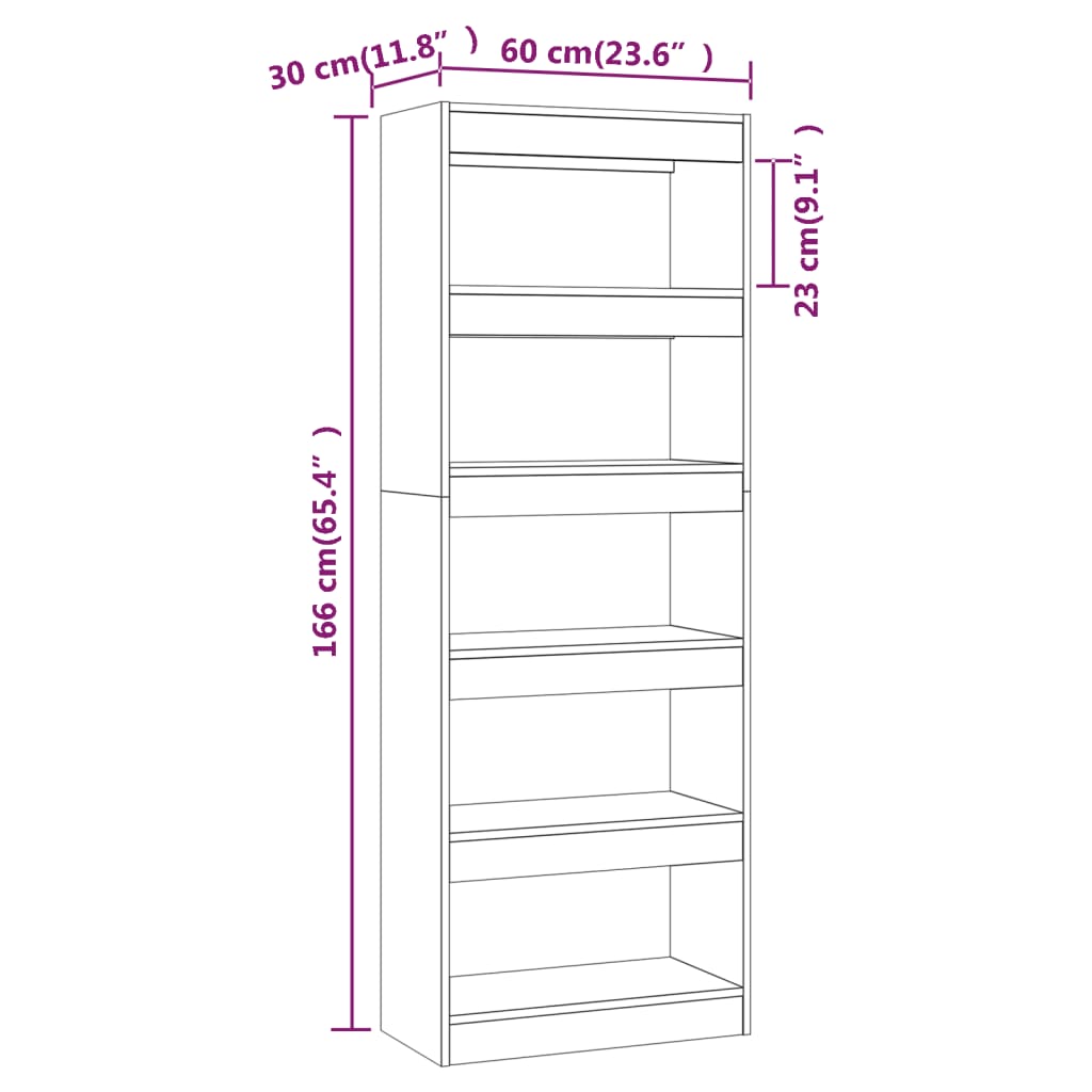 Bücherregal/Raumteiler Schwarz 60x30x166 cm Holzwerkstoff
