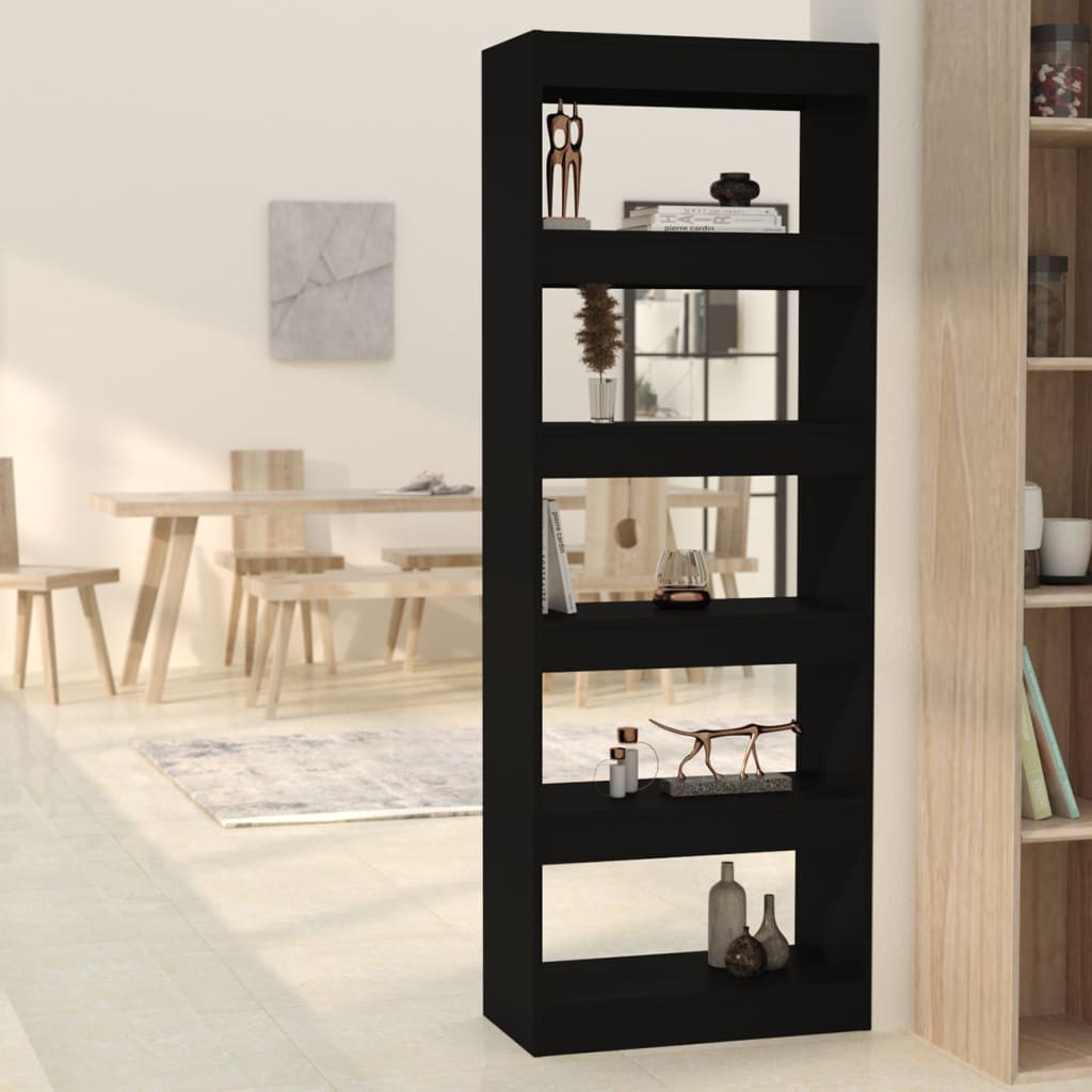 Bücherregal/Raumteiler Schwarz 60x30x166 cm Holzwerkstoff