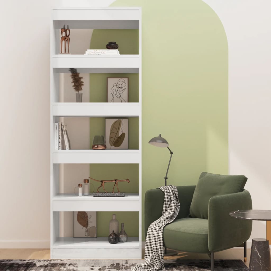 Bücherregal/Raumteiler Hochglanz-Weiß 60x30x166cm Holzwerkstoff