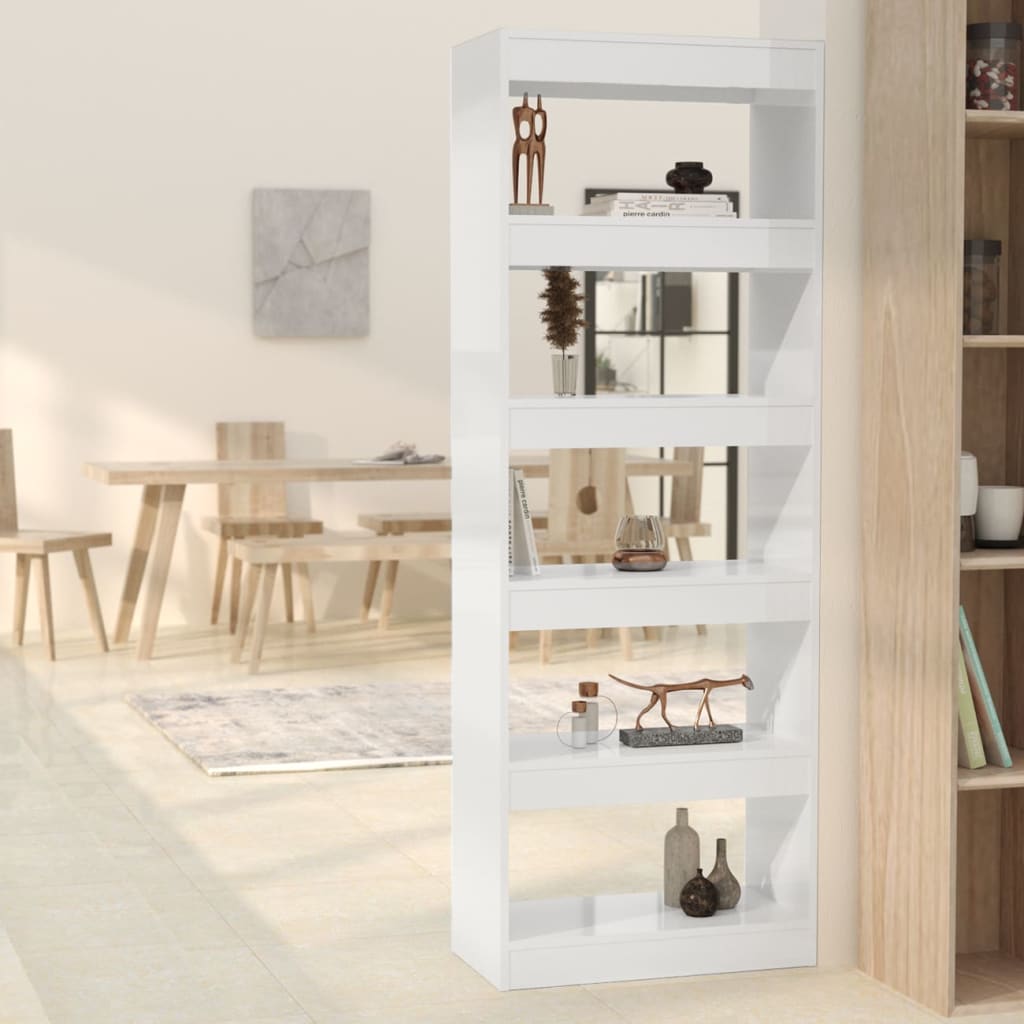 Bücherregal/Raumteiler Hochglanz-Weiß 60x30x166cm Holzwerkstoff