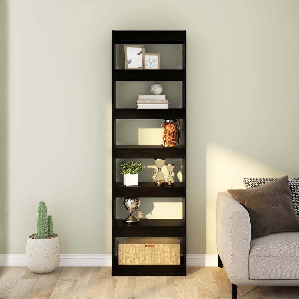 Bücherregal/Raumteiler Schwarz 60x30x198 cm