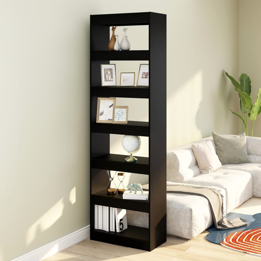 Bücherregal/Raumteiler Schwarz 60x30x198 cm