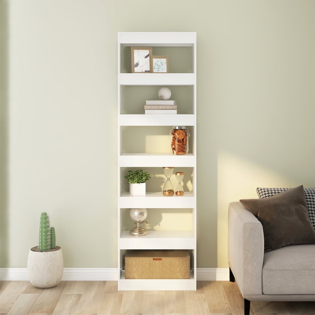 Bücherregal/Raumteiler Hochglanz-Weiß 60x30x198 cm