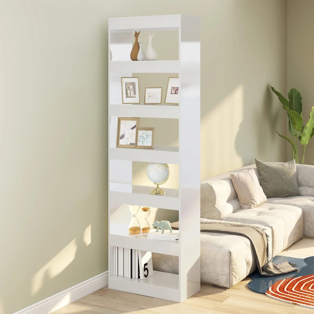 Bücherregal/Raumteiler Hochglanz-Weiß 60x30x198 cm