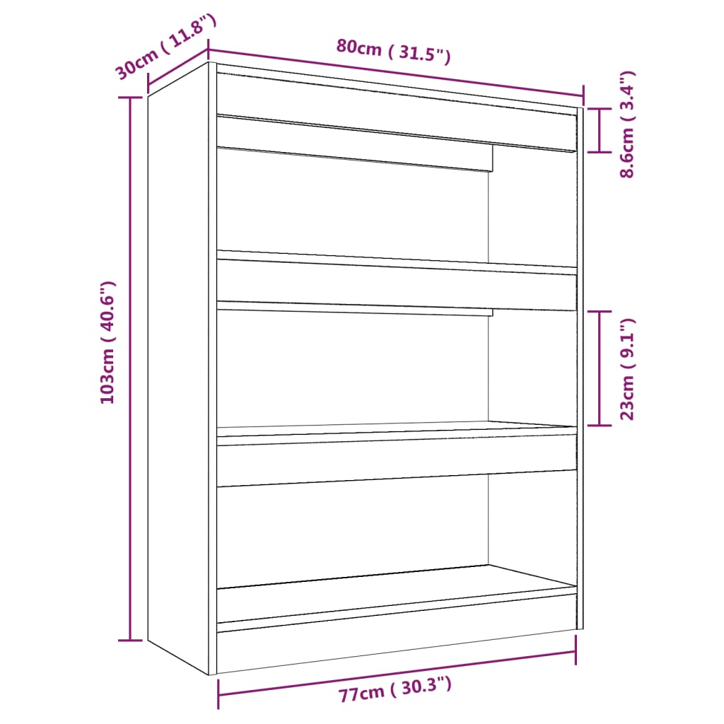 Bücherregal/Raumteiler Sonoma-Eiche 80x30x103 cm Holzwerkstoff