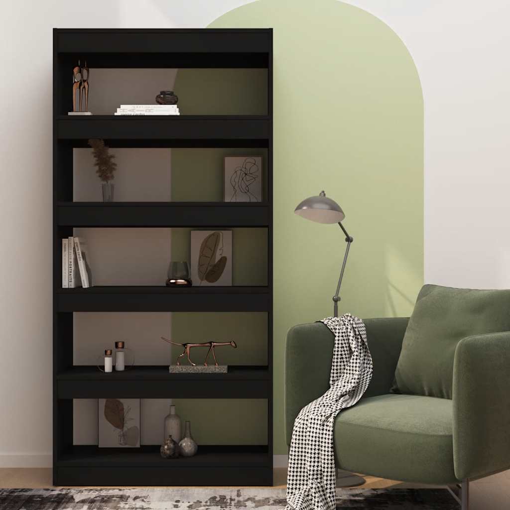 Bücherregal/Raumteiler Schwarz 80x30x166 cm Holzwerkstoff