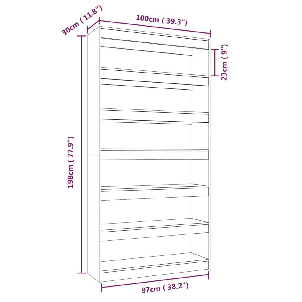 Bücherregal/Raumteiler Sonoma-Eiche 100x30x198 cm Holzwerkstoff