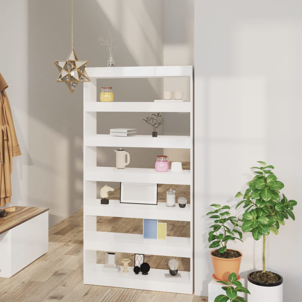 Bücherregal/Raumteiler Hochglanz-Weiß 100x30x198 cm