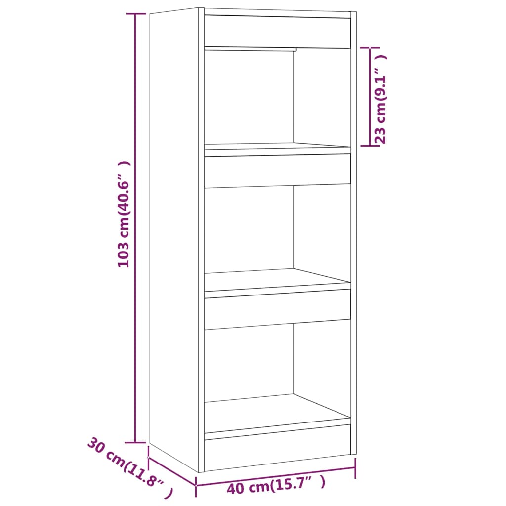 Bücherregal/Raumteiler Räuchereiche 40x30x103 cm Holzwerkstoff