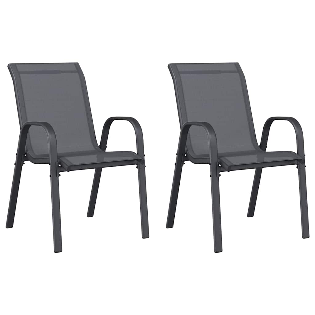 Stapelbare Gartenstühle 2 Stk. Grau Textilene