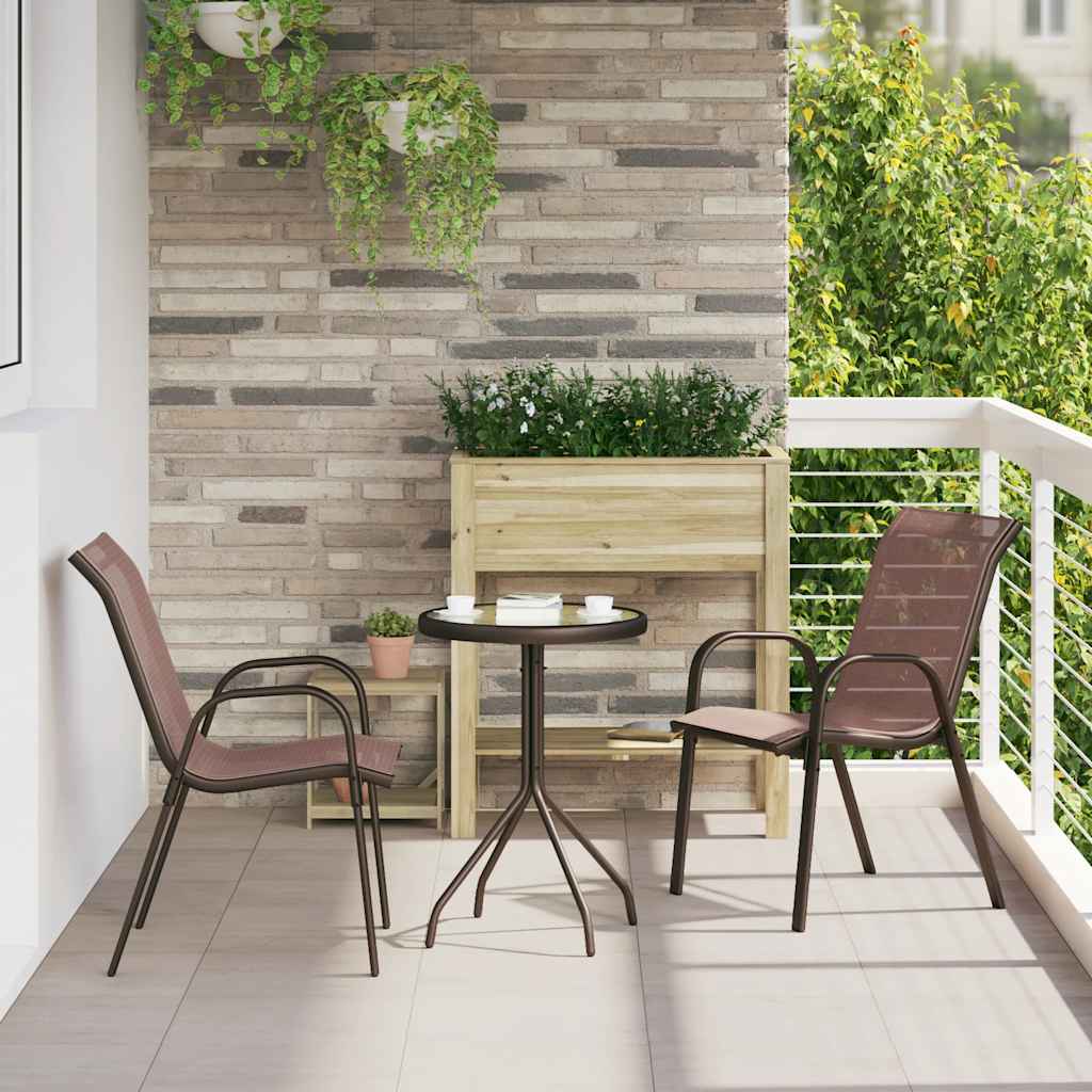 Stapelbare Gartenstühle 2 Stk. Braun Textilene