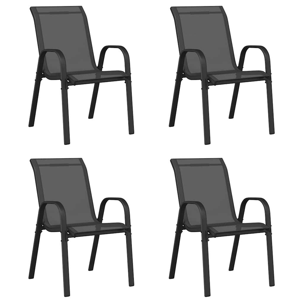 Stapelbare Gartenstühle 4 Stk. Schwarz Textilene