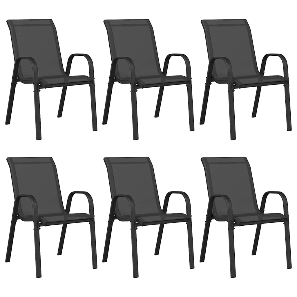 Stapelbare Gartenstühle 6 Stk. Schwarz Textilene