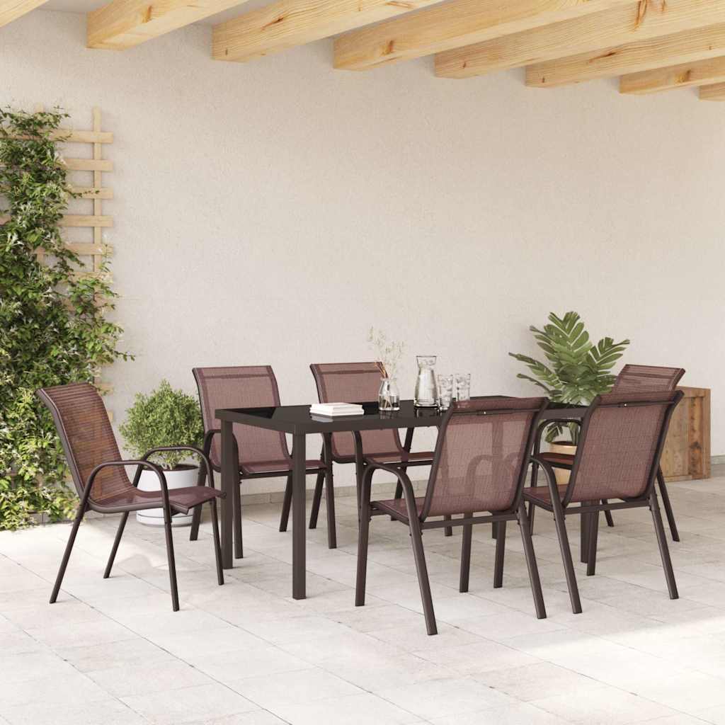 Stapelbare Gartenstühle 6 Stk. Braun Textilene