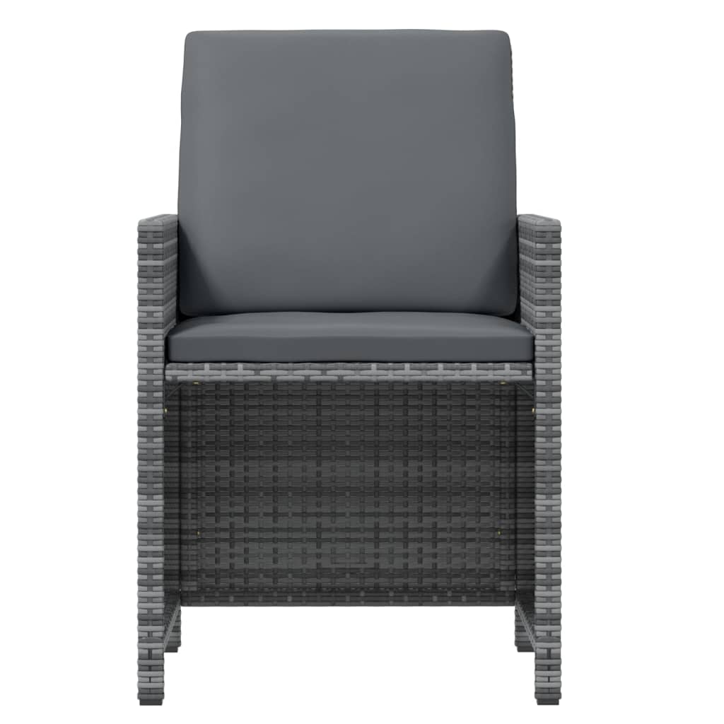 9-tlg. Garten-Essgruppe mit Kissen Poly Rattan Grau