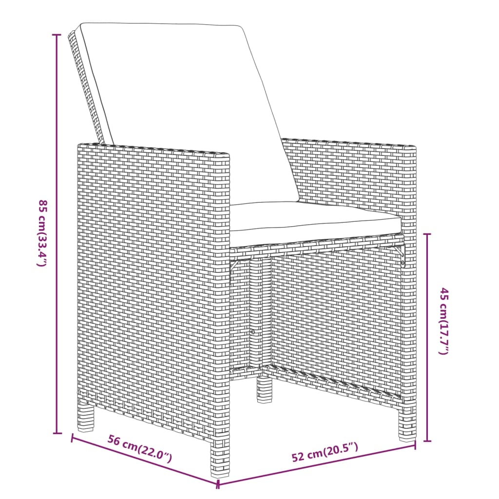 13-tlg. Garten-Essgruppe mit Kissen Poly Rattan Schwarz
