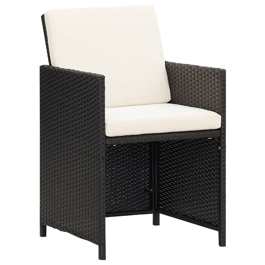 15-tlg. Garten-Essgruppe mit Kissen Schwarz Poly Rattan