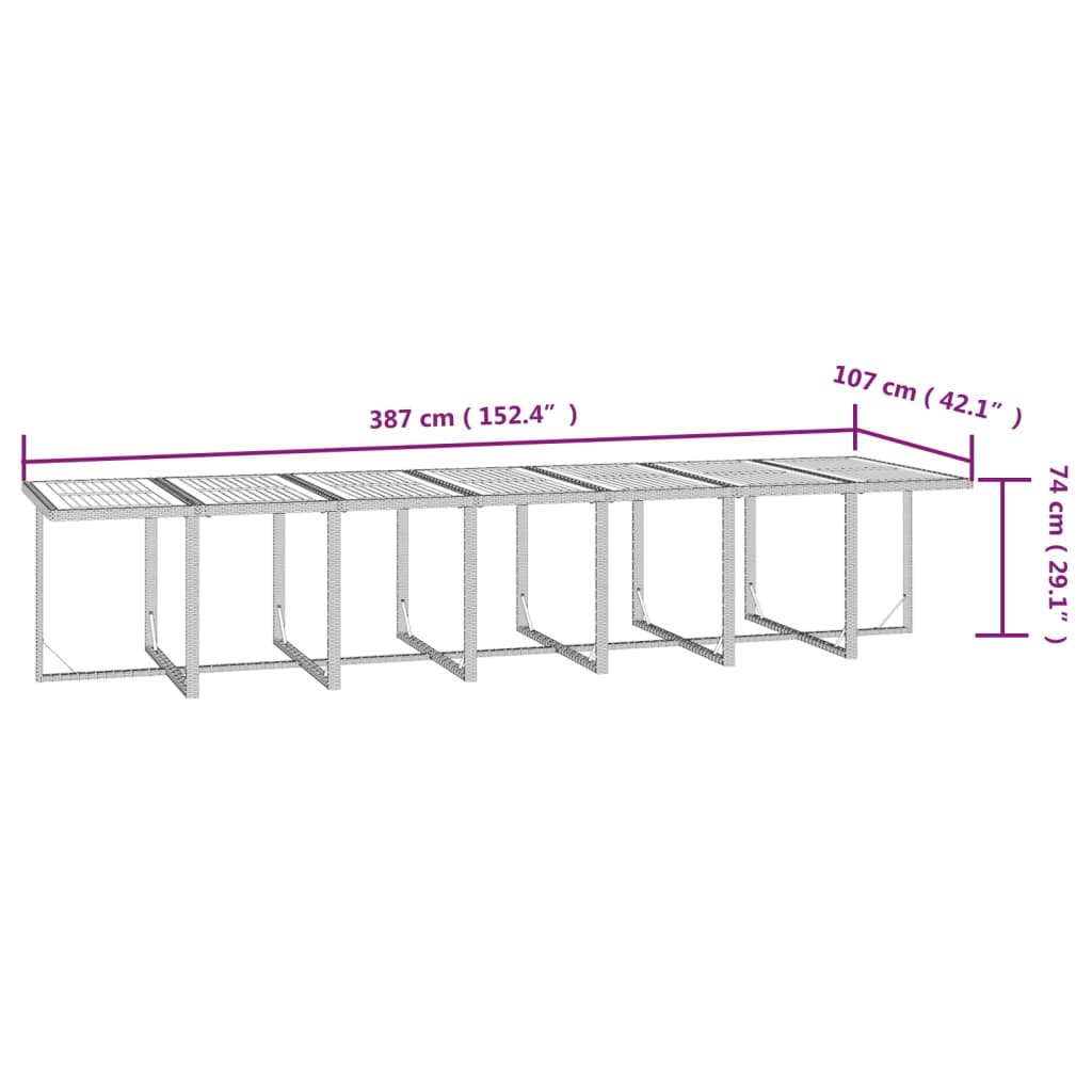 15-tlg. Garten-Essgruppe mit Kissen Schwarz Poly Rattan