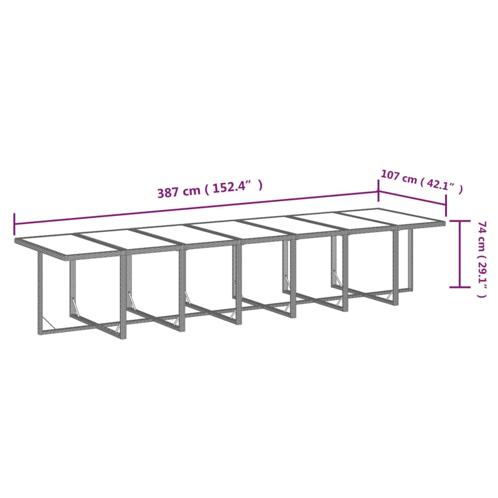 19-tlg. Garten-Essgruppe mit Kissen Grau Poly Rattan