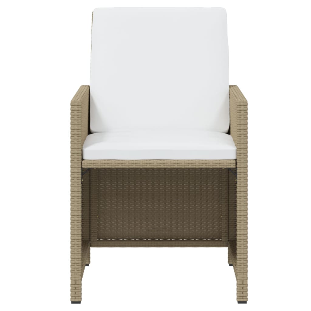 15-tlg. Garten-Essgruppe mit Kissen Beige Poly Rattan