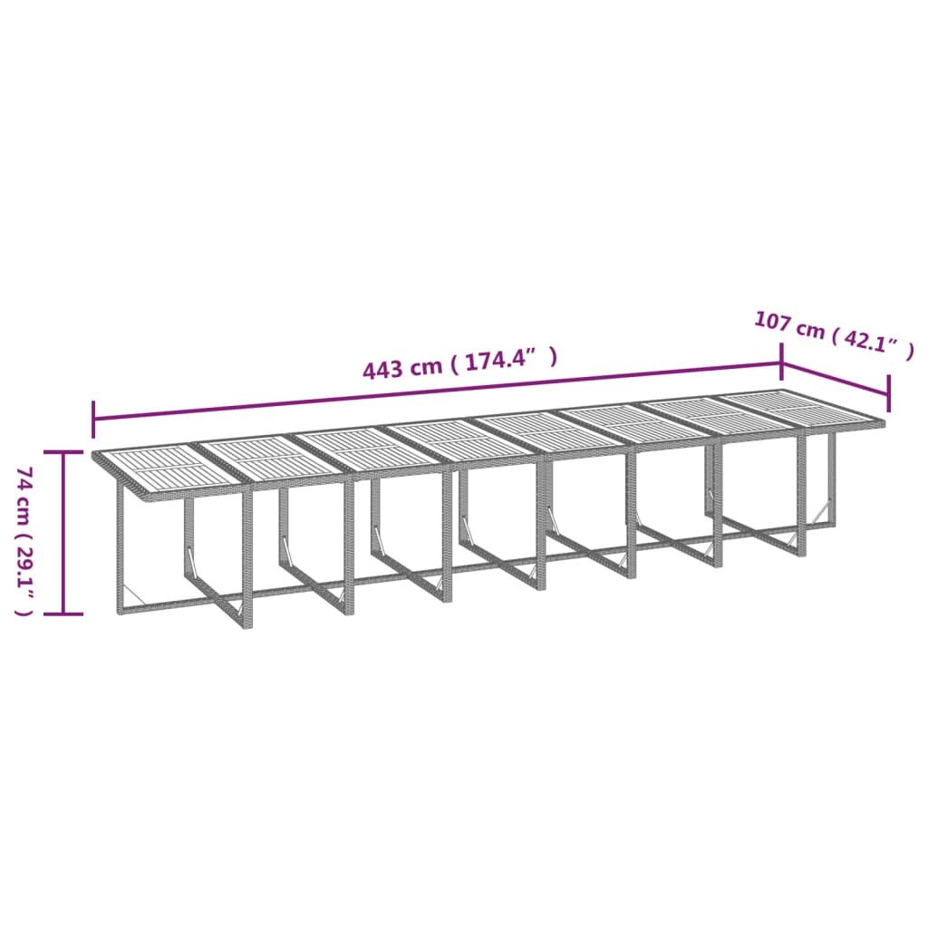 17-tlg. Garten-Essgruppe mit Kissen Schwarz Poly Rattan