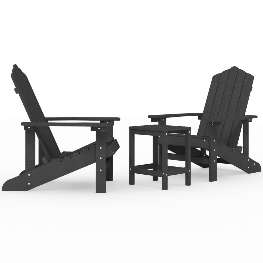Adirondack-Gartenstühle mit Tisch HDPE Anthrazit