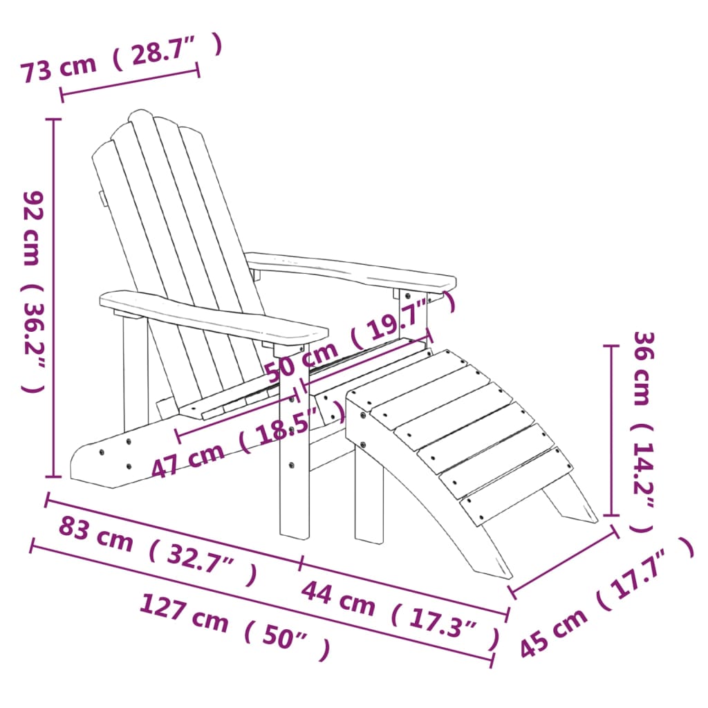 Adirondack-Gartenstühle mit Hocker & Tisch HDPE Braun