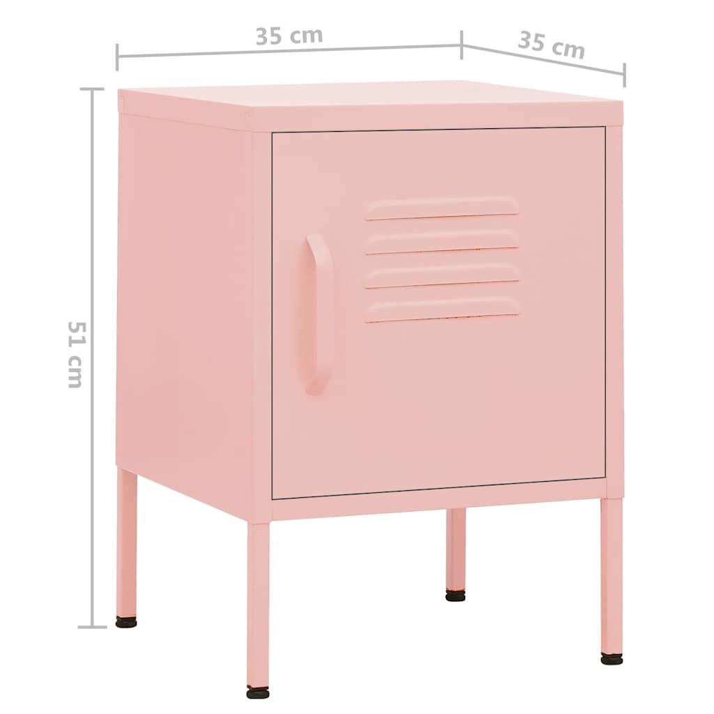 Nachttische 2 Stk. Rosa 35x35x51 cm Stahl