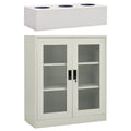Büroschrank mit Pflanzkasten Hellgrau 90x40x128 cm Stahl