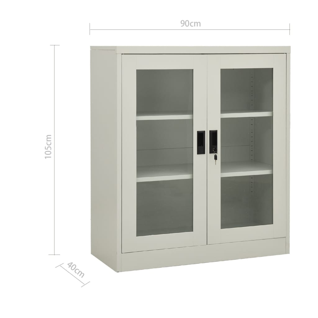 Büroschrank mit Pflanzkasten Hellgrau 90x40x128 cm Stahl