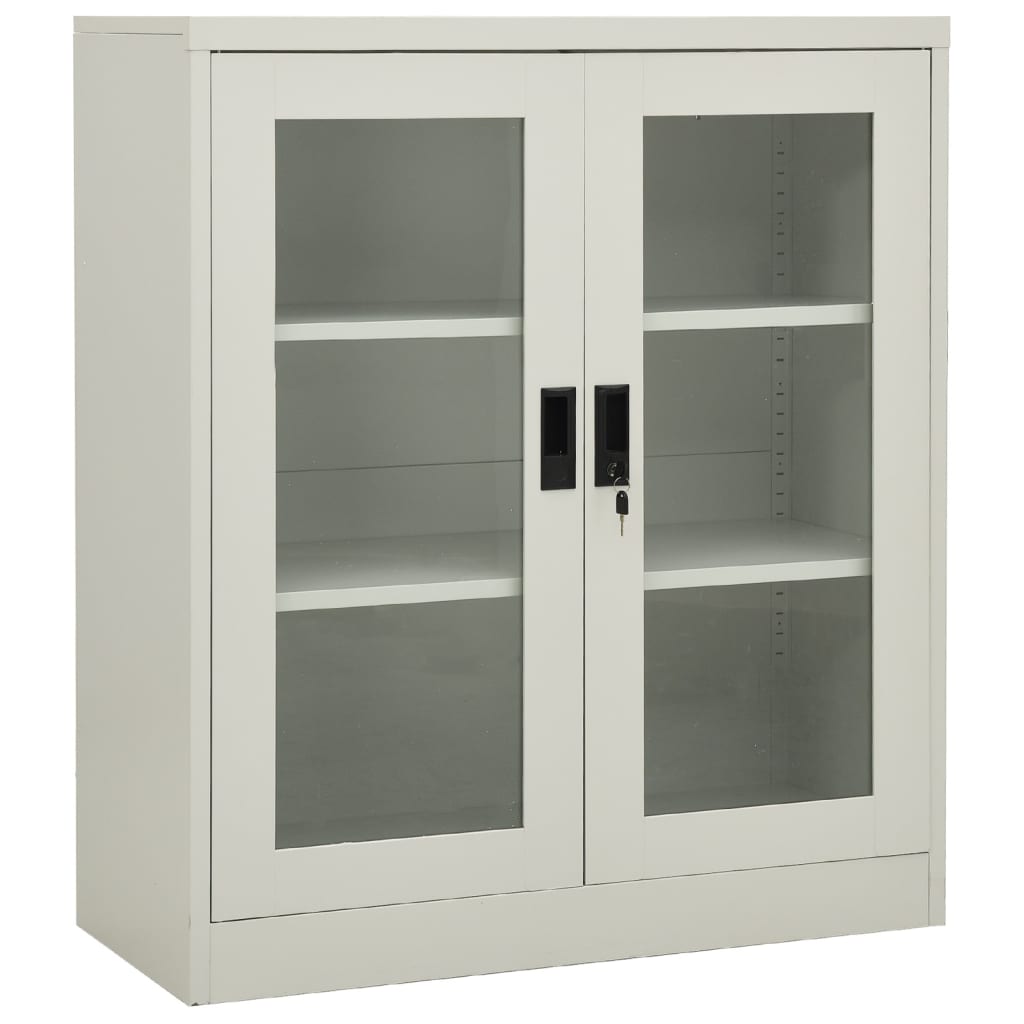 Büroschrank mit Pflanzkasten Hellgrau 90x40x128 cm Stahl
