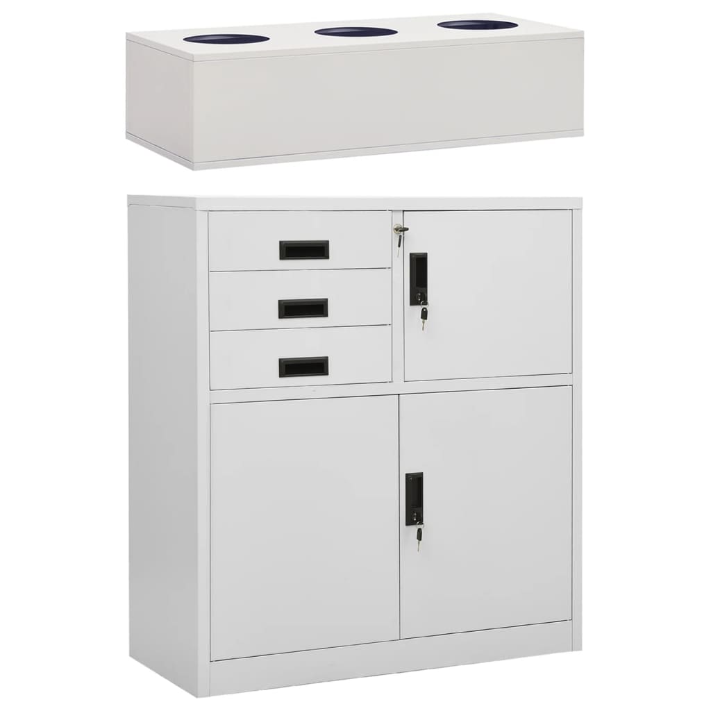 Büroschrank mit Pflanzkasten Hellgrau 90x40x125 cm Stahl