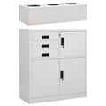 Büroschrank mit Pflanzkasten Hellgrau 90x40x125 cm Stahl