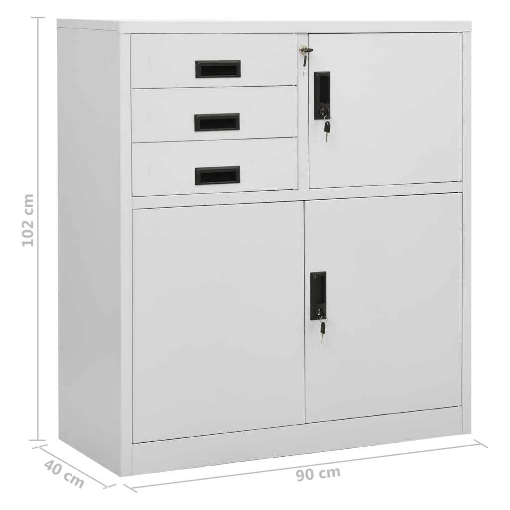 Büroschrank mit Pflanzkasten Hellgrau 90x40x125 cm Stahl