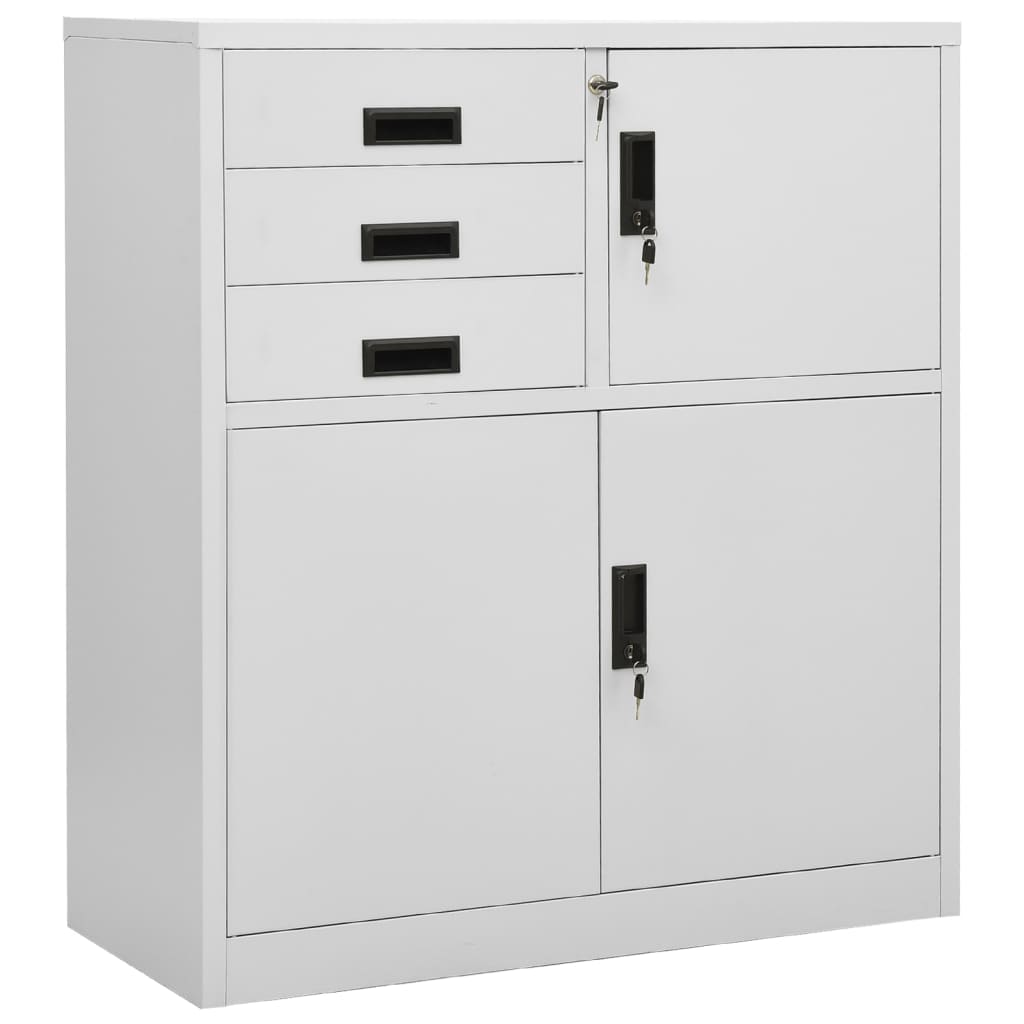 Büroschrank mit Pflanzkasten Hellgrau 90x40x125 cm Stahl