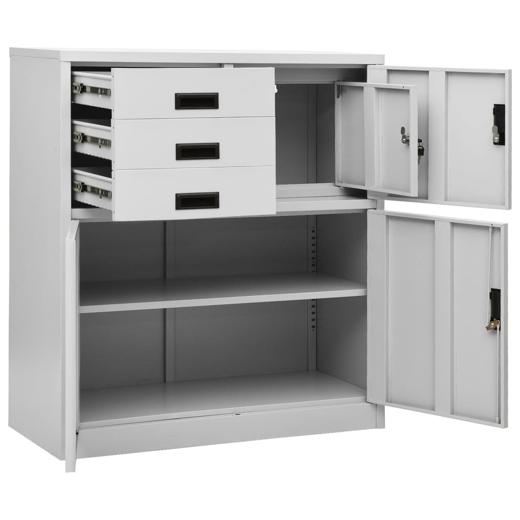 Büroschrank mit Pflanzkasten Hellgrau 90x40x125 cm Stahl
