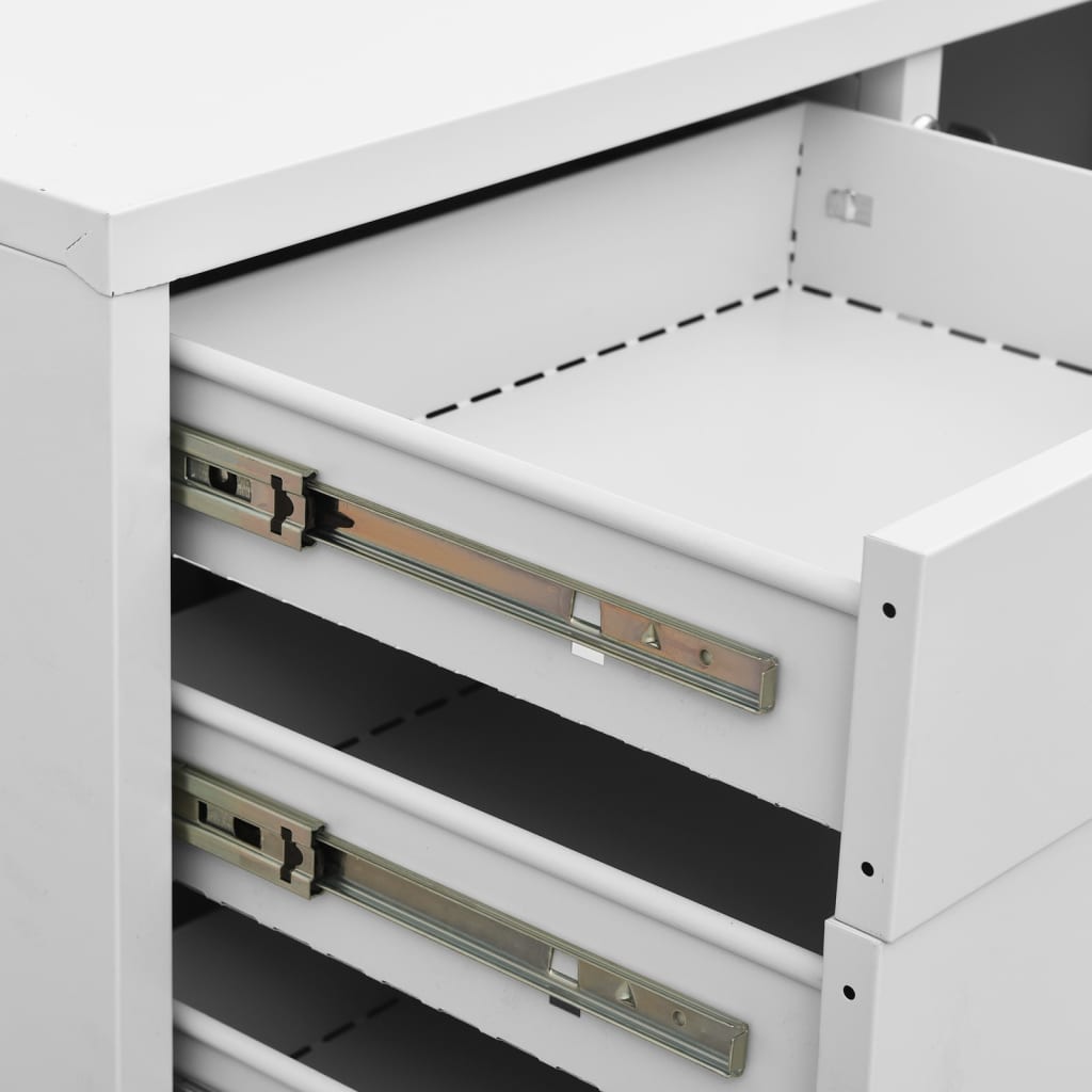 Büroschrank mit Pflanzkasten Hellgrau 90x40x125 cm Stahl