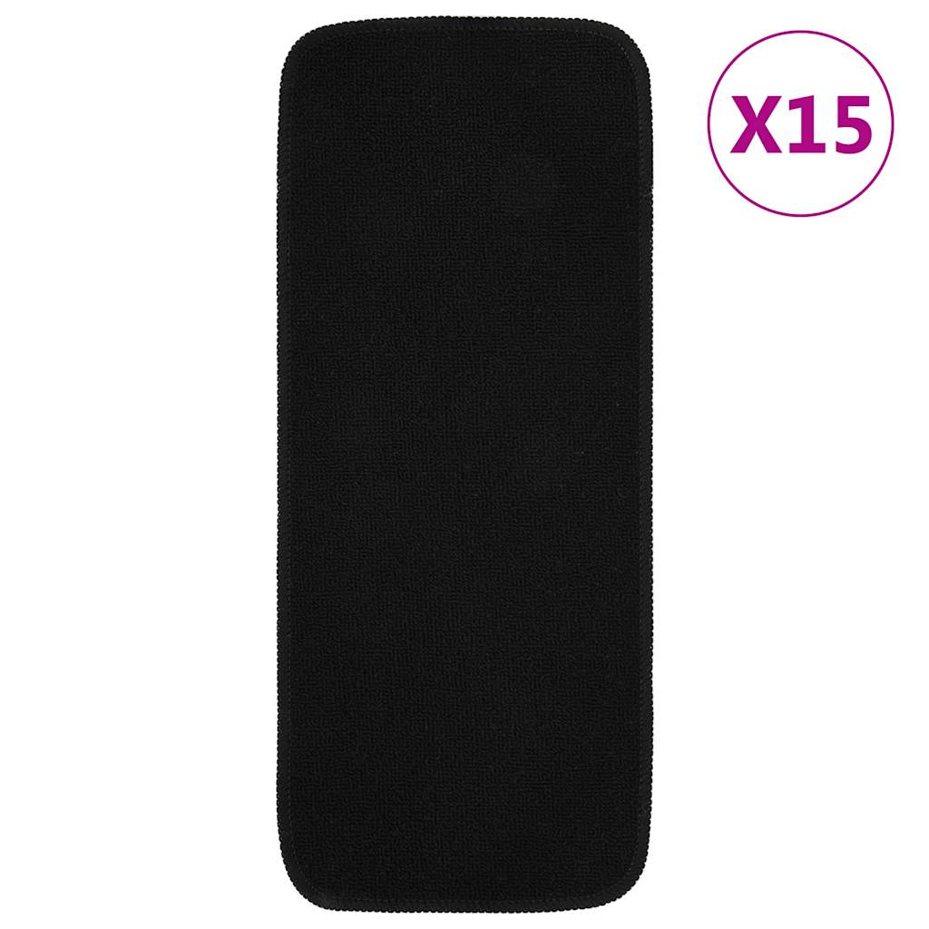 Antirutsch Stufenmatten 15 Stk. 60x25 cm Schwarz Rechteckig