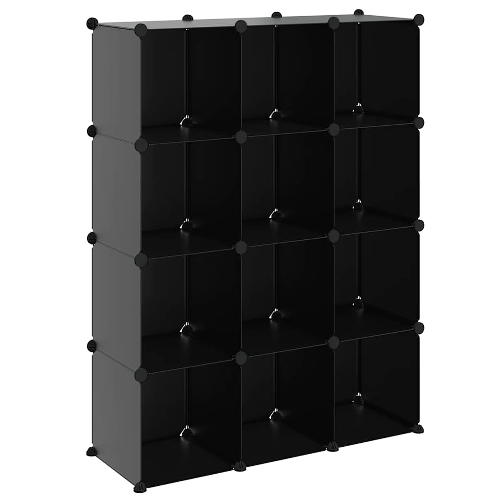 Regalsystem mit 12 Würfeln Schwarz PP