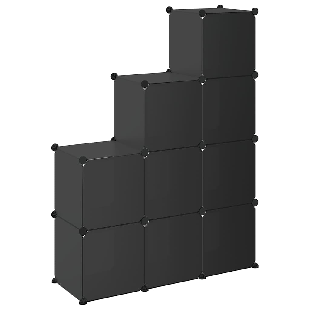 Regalsystem mit 9 Würfeln Schwarz PP