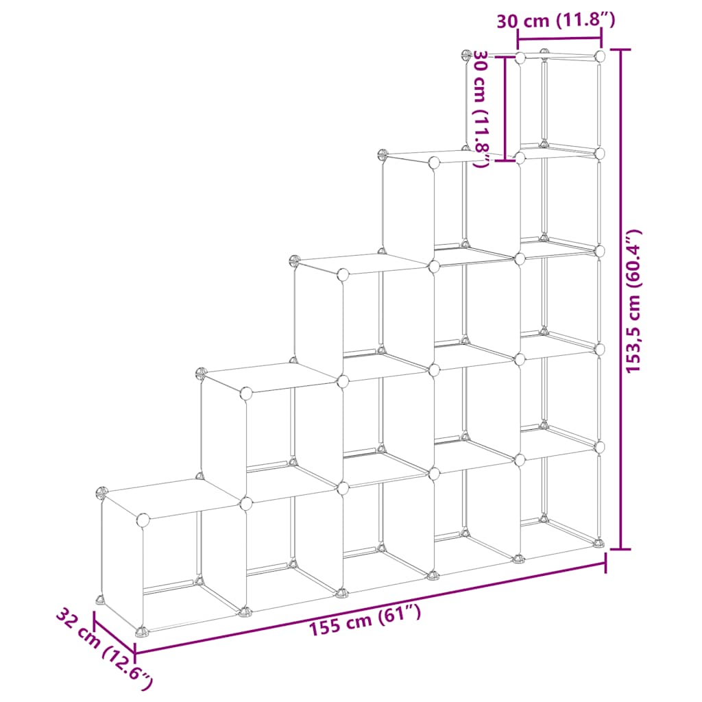 Regalsystem mit 15 Würfeln Transparent PP