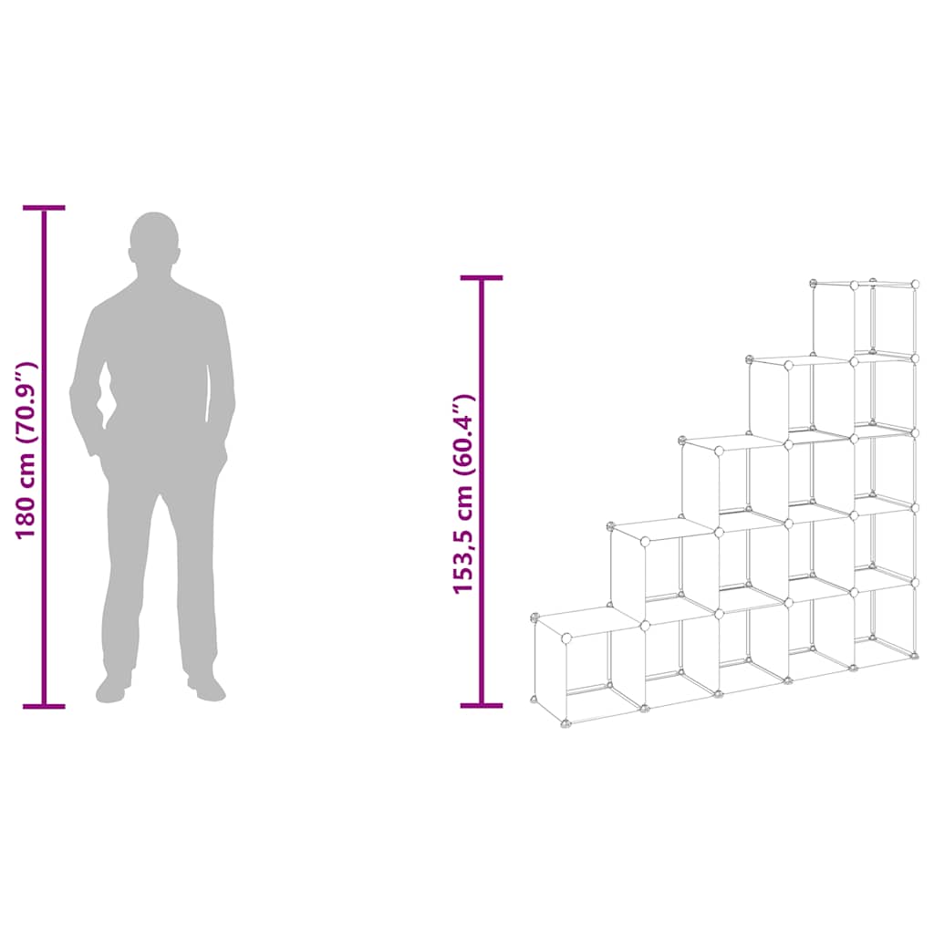Regalsystem mit 15 Würfeln Transparent PP