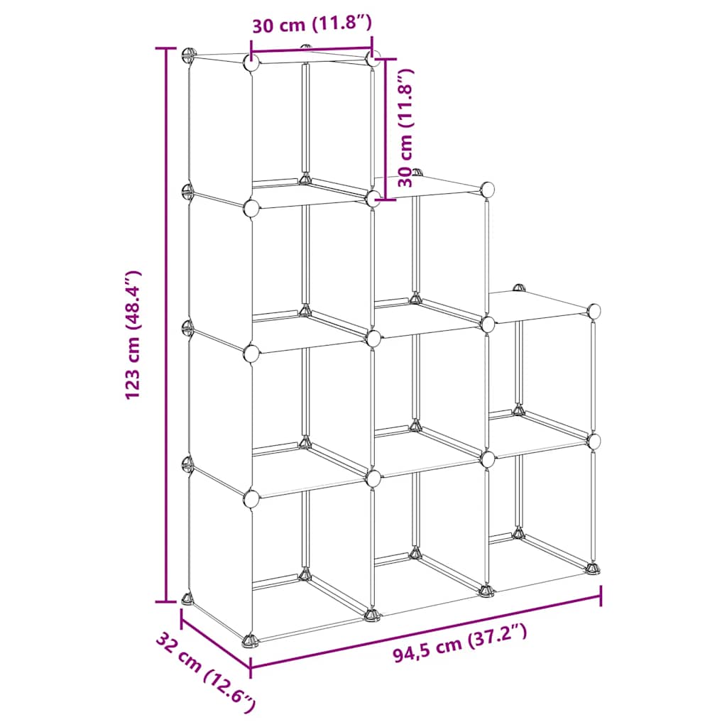 Regalsystem mit 9 Würfeln Transparent PP