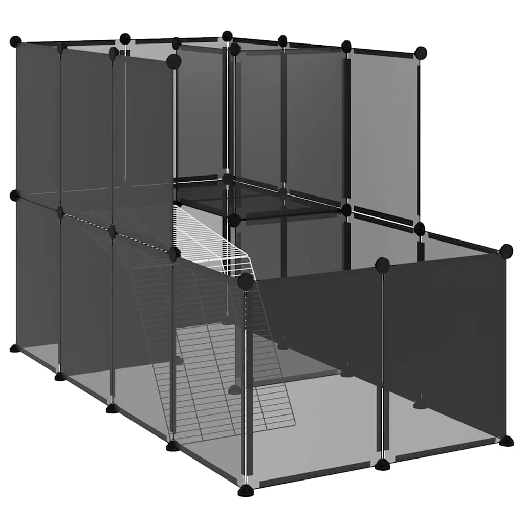 Kleintierkäfig Schwarz 142x74x93 cm PP und Stahl