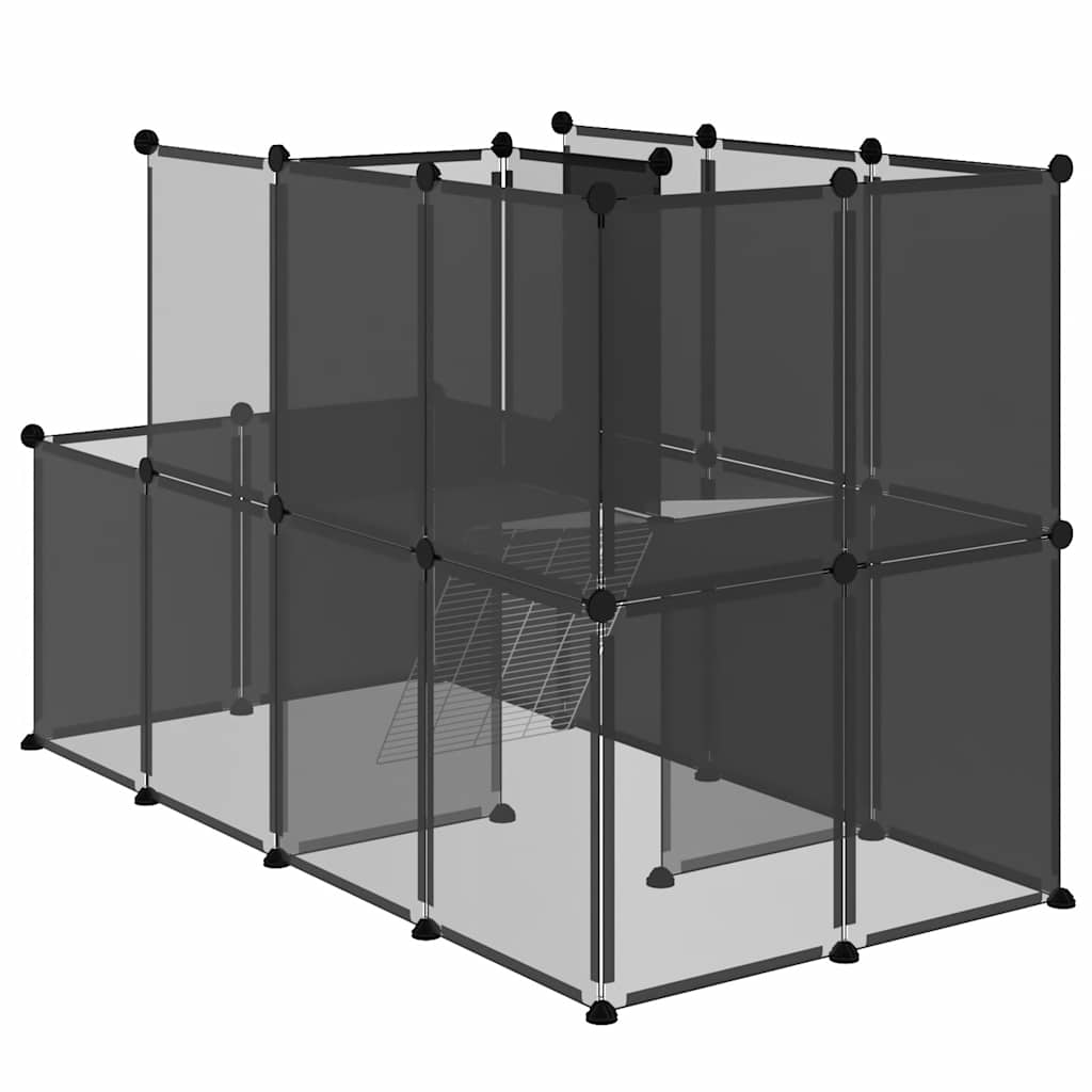 Kleintierkäfig Schwarz 142x74x93 cm PP und Stahl