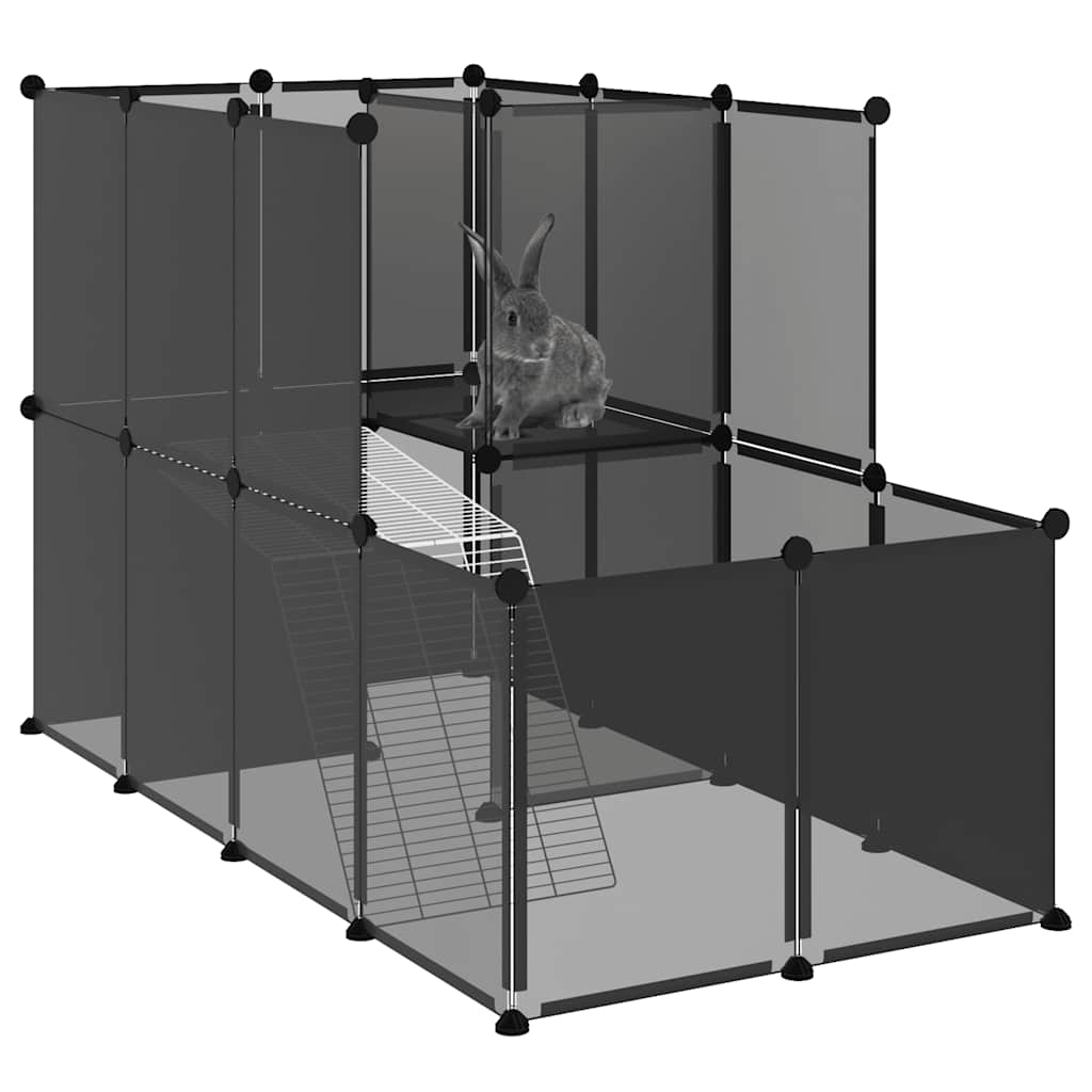 Kleintierkäfig Schwarz 142x74x93 cm PP und Stahl