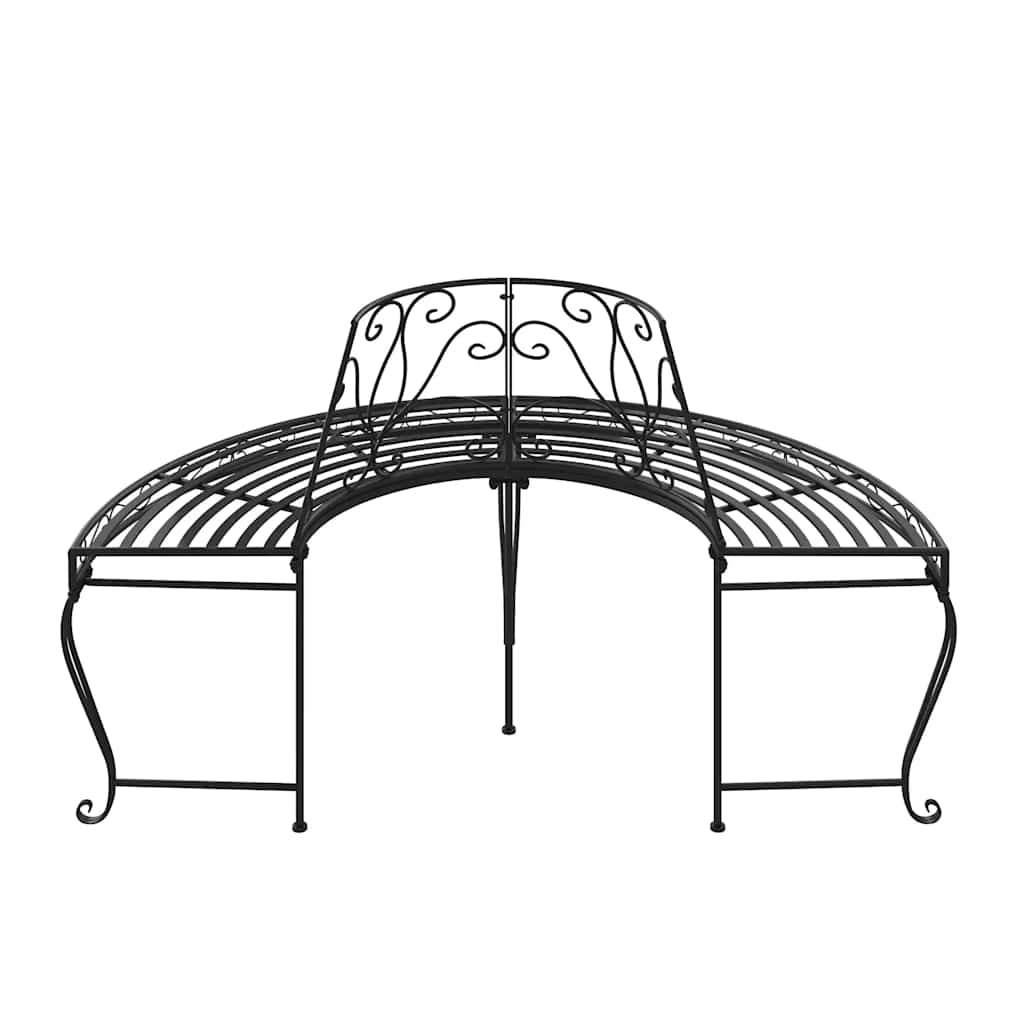 Baumbänke Halbrund 2 Stk. Ø160 cm Schwarz Stahl