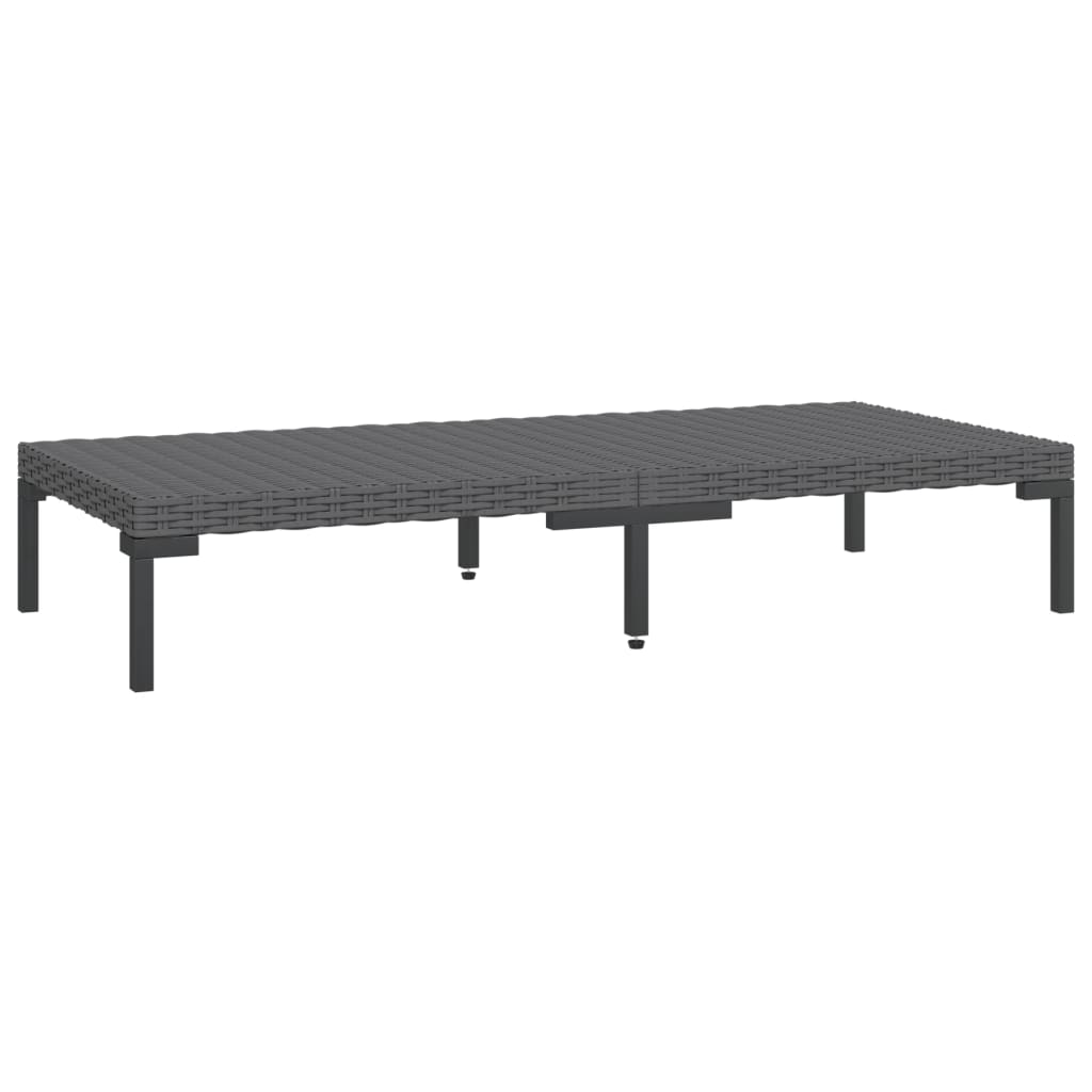 Garten-Couchtisch Dunkelgrau Halbrundes Poly Rattan