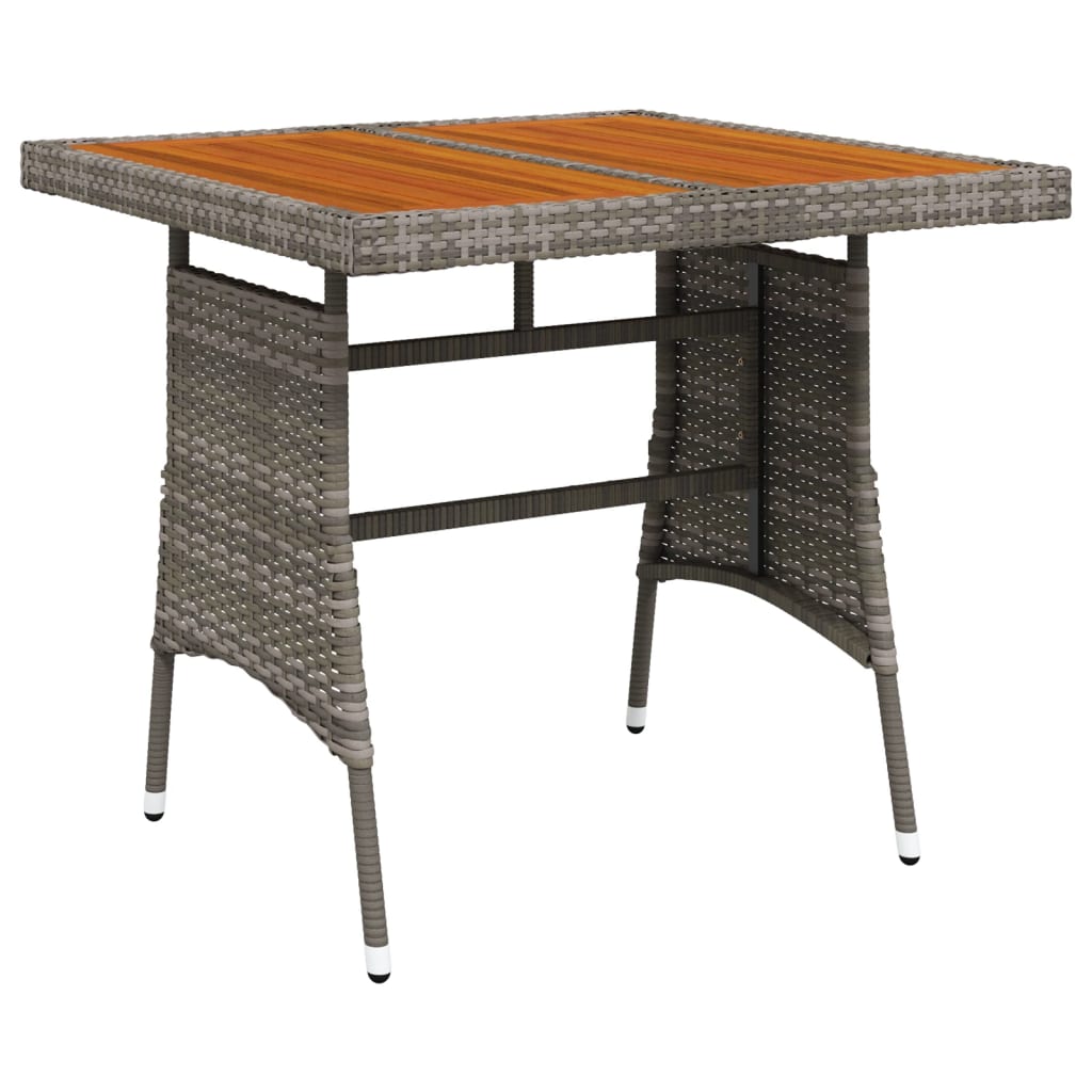 Gartentisch Grau 70x70x72 cm Poly Rattan & Massivholz Akazie