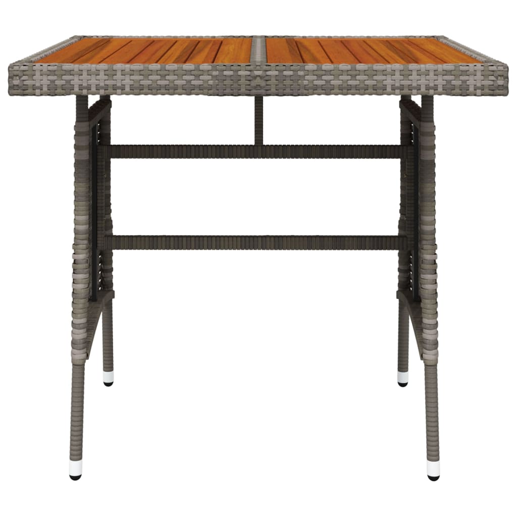 Gartentisch Grau 70x70x72 cm Poly Rattan & Massivholz Akazie